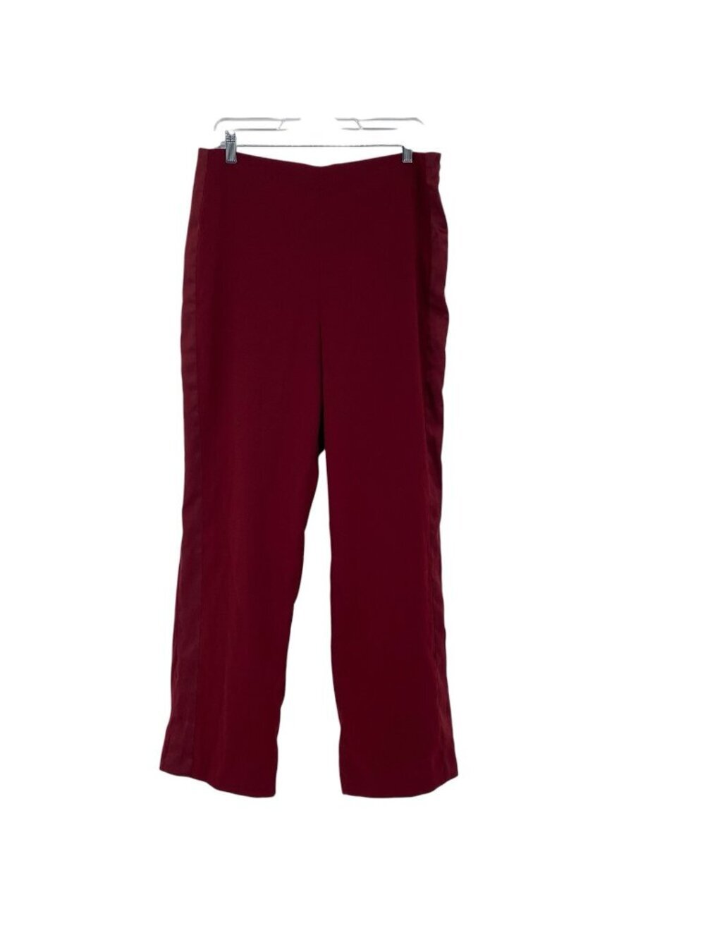 Chico’s Black Label Maroon Satin Pants Size 12 Wide Leg Wine Color NEW